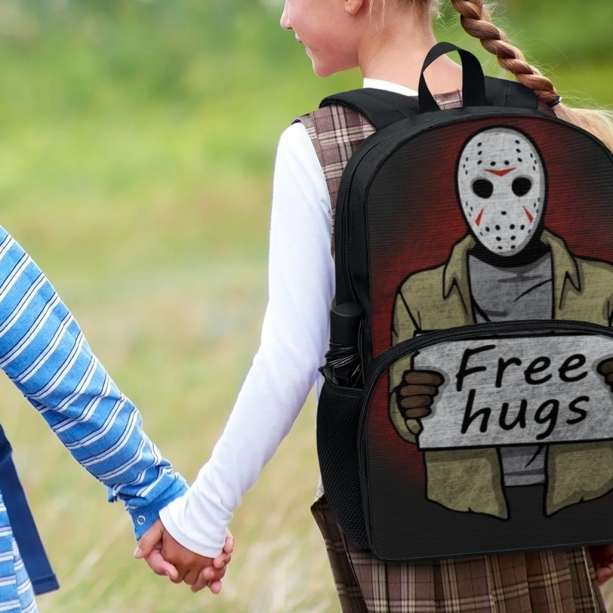 FORUDESIGNS Horror Movie Elements Print Backpacks College Students Fashion School Bags Utility Double Zipper Bookbags Travel Out