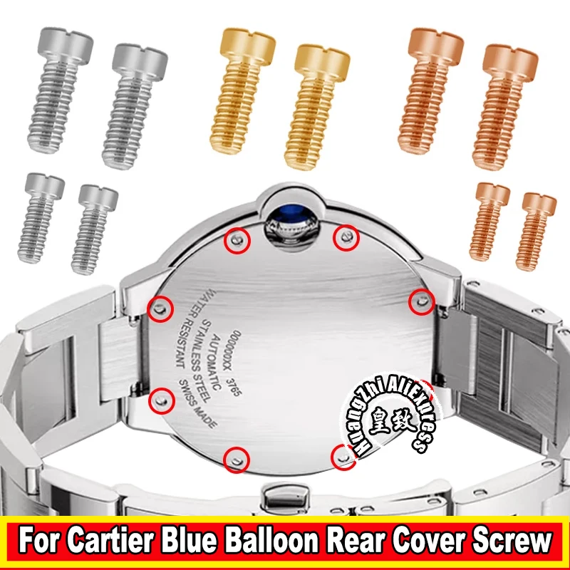 Фото Винт задней крышки 36 мм для Cartier Blue Balloon, ремешок для часов, нижняя часть, маленькая задняя крышка, винт с плоской головкой и инструментами, аксессуары для часов №1