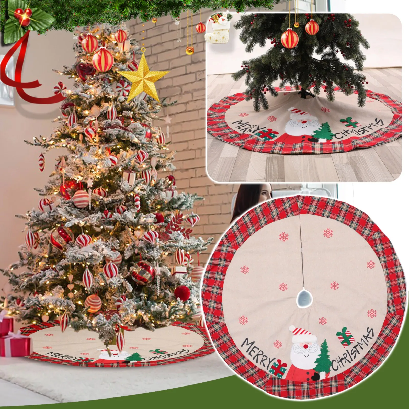 

Подвесные Украшения для новогодней елки Gnomes, набор из 4 юбок для рождественской елки, большая внешняя фотография для лужайки