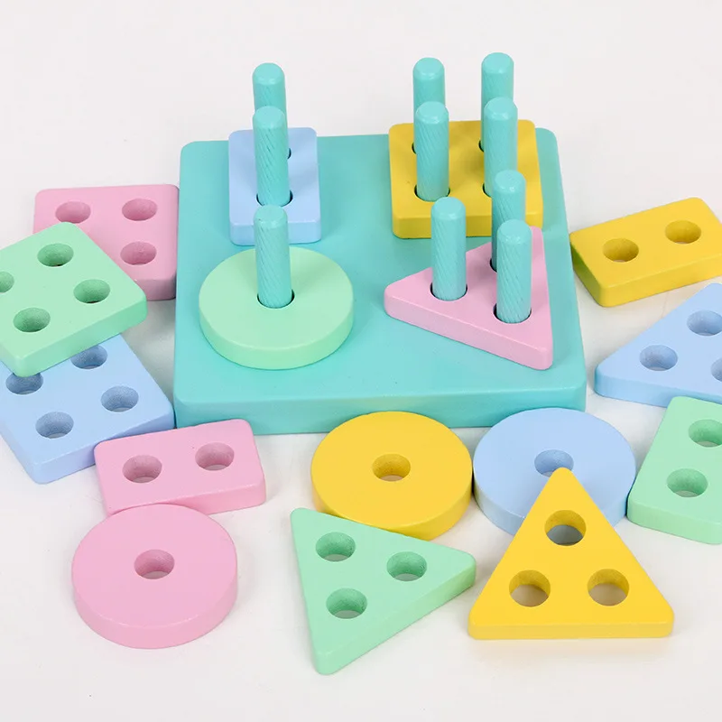 

Kid Wooden Sets Wooden Sorting Stacking Toys for Toddlers and Kids Educational Toys Color Recognition Stacker Shape Sorter