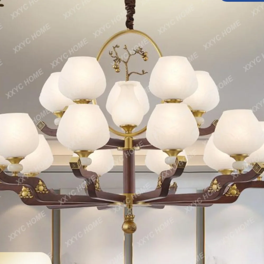 

Элегантная лампа для гостиной, современные минималистичные подвесные светильники из меди и черного ореха для столовой