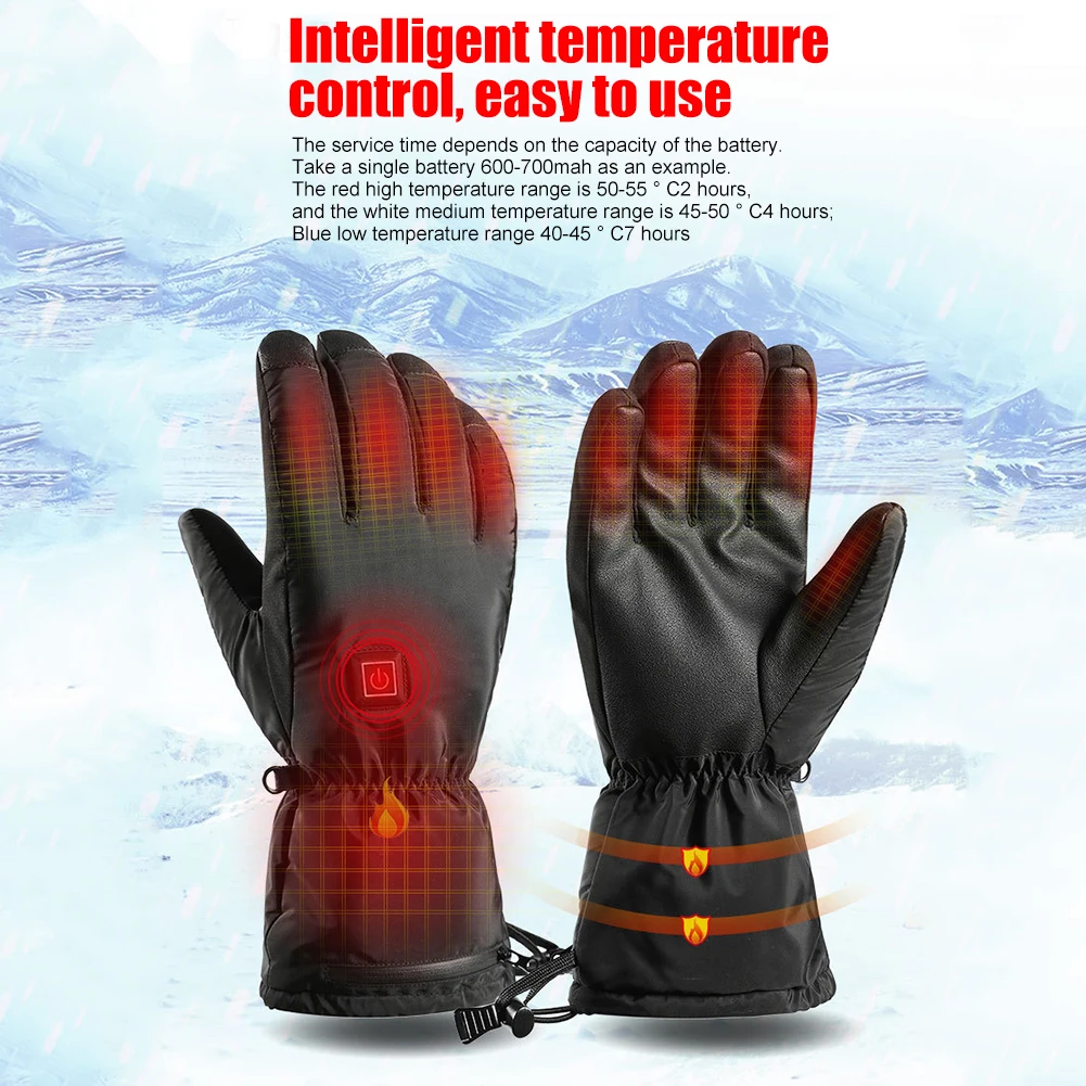 

1 Pair Motorbike Racing Riding Gloves Waterproof Winter Thermal Full Finger Fleece Motorcycle Gloves Sports Ski Heated Guantes