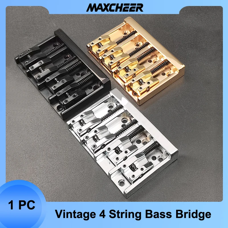 Винтажный 4-струнный басовый мост 84x55 мм корпус или нижний бас фиксированный мост черный/золотой/хром
