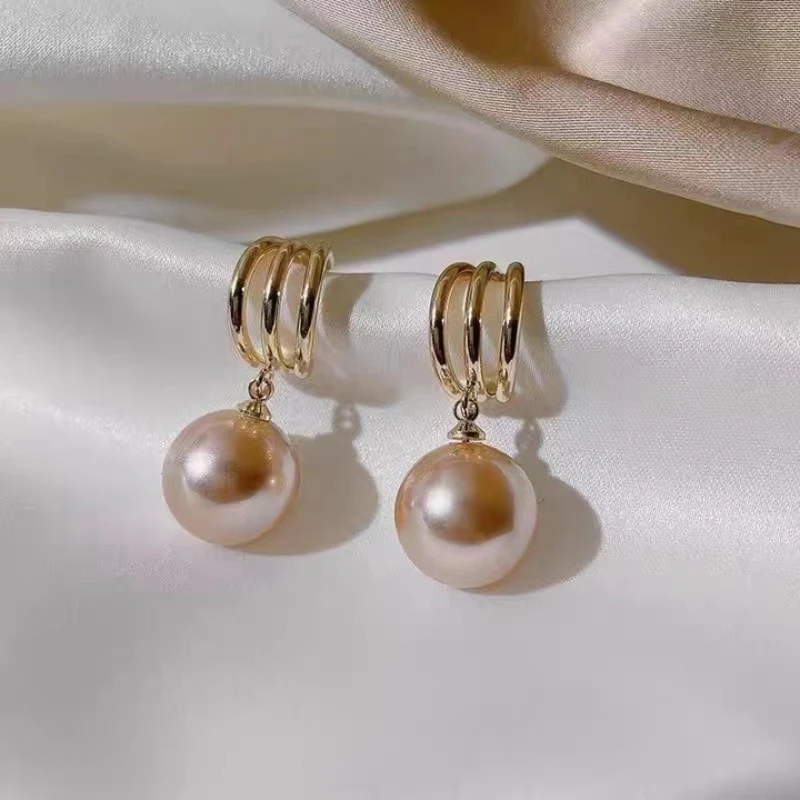 Vintage Style Simple Pearl Hoop Earrings For Women Gold Siler Tiny Huggies Hoops Pendant Wedding Love Fashion Jewelry Wholesale