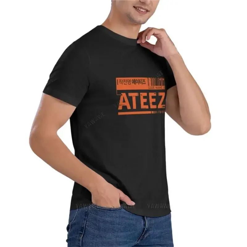 Футболка черные мужские хлопковые топы Orange CODE ATEEZ Классическая футболка большие