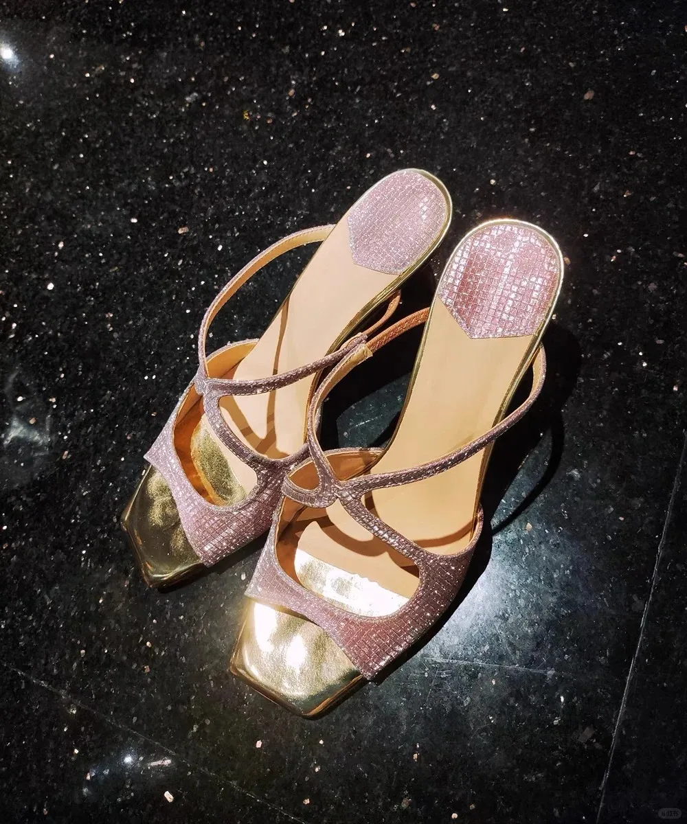 CHMURY дизайнерские Роскошные туфли на высоком каблуке мюли для женщин квадратный