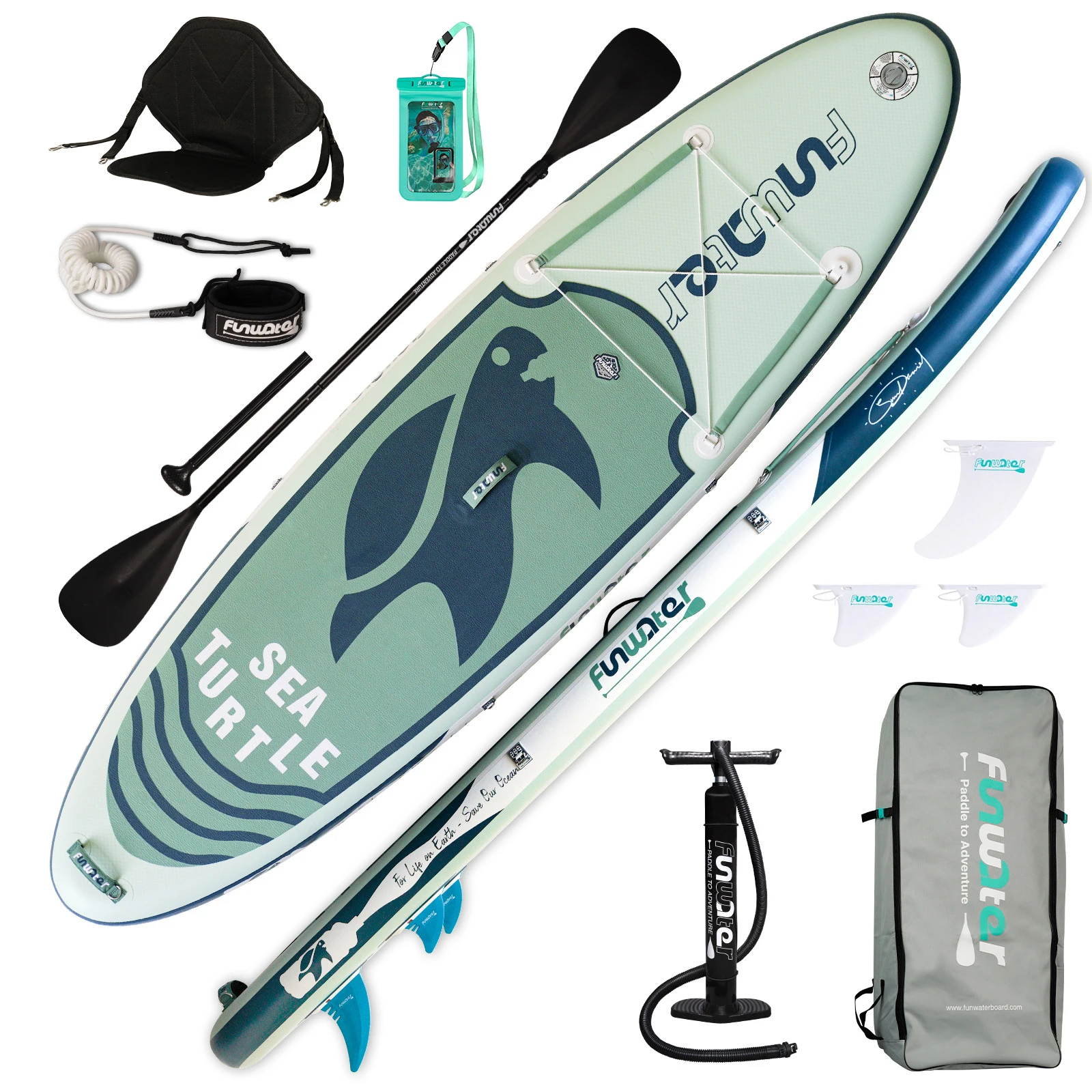 

Inflatable Stand Up Paddle Board SUP Board Surfboard Water Sport Surf Set with Paddle Board Tail Fin Foot Rope Inflator