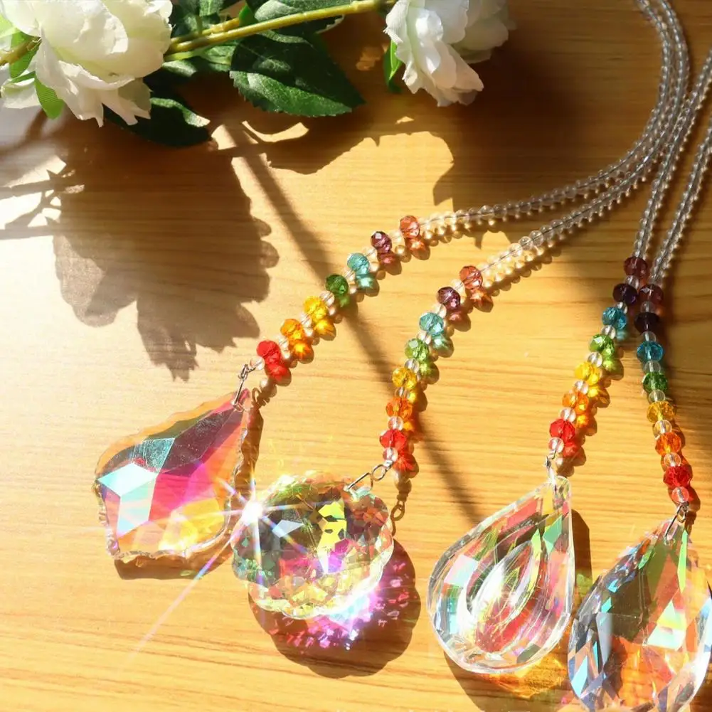 

Chic Hanging Pendant Glittering Imitation Crystal Flash Visual Suncatcher Pendant Rainbow Maker Suncatcher Pendant