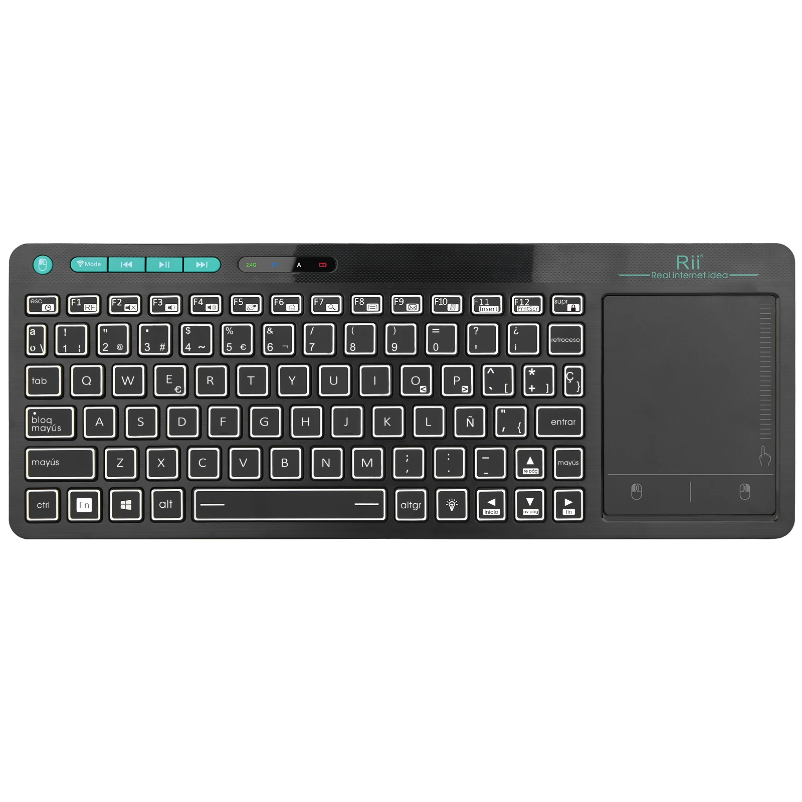 Беспроводная Мультимедийная мини-клавиатура RII RT518S Bluetooth US/ES 2 светодиодных