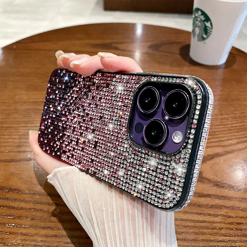 

Luxury Glitter Gradual Change Fully-Jewelled Diamond Phone Case For Samsung S10 S20 S21 S22 S23 Plus + Ultra Note 10 20 Cover