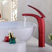 free shipping becola bathroom faucet high quality brass red color tap hot and cold water basin faucet b 1526
