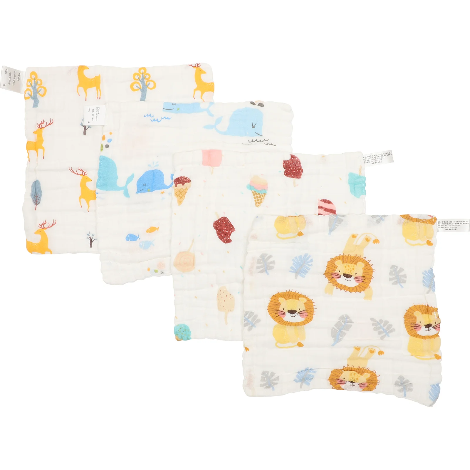 

4pcs Baby Washcloths Face Towel Cotton Baby Saliva Tissue Kerchief Square Saliva Towels