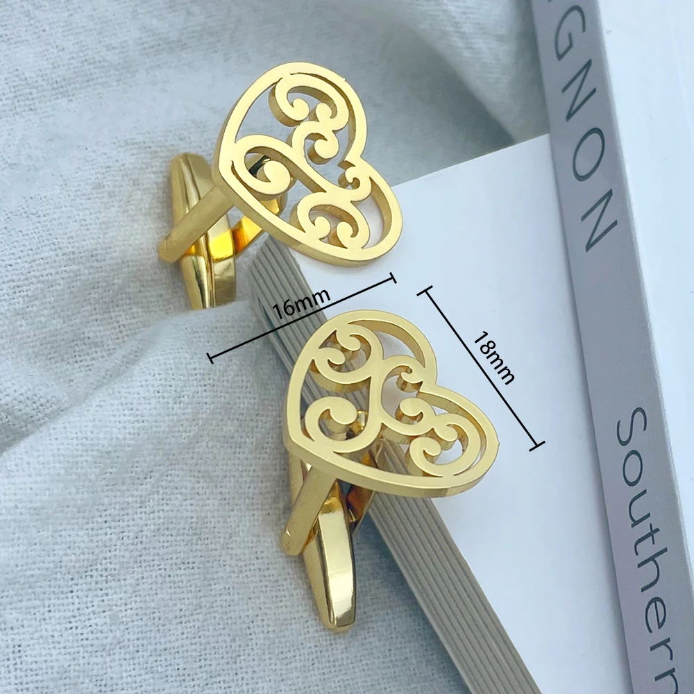 Heart-Shaped Men's Shirt Cufflinks French Shirt Stainless Steel Cufflinks Send Boyfriend Husband Jewelry Valentine's Day Gift