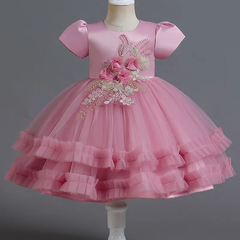 

Summer 2022 New Arrivals Girls Short Sleeve Flowers Embroidery White Cute Roupa Infantil Menina Cute Party Dress Custume 9M-5T