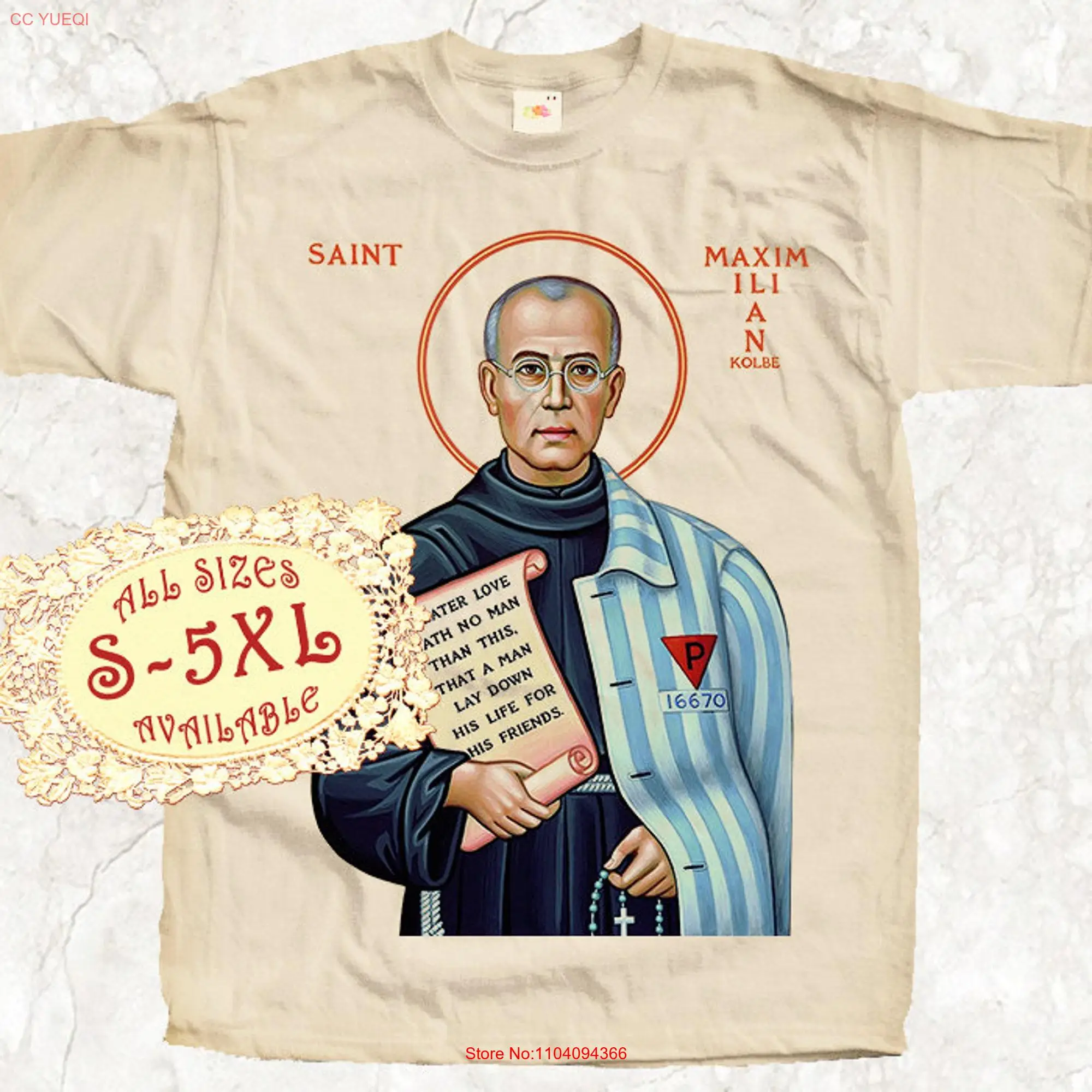 Футболка с длинным или коротким рукавом St Maximilian Kolbe V2 Catolic все размеры S 5XL