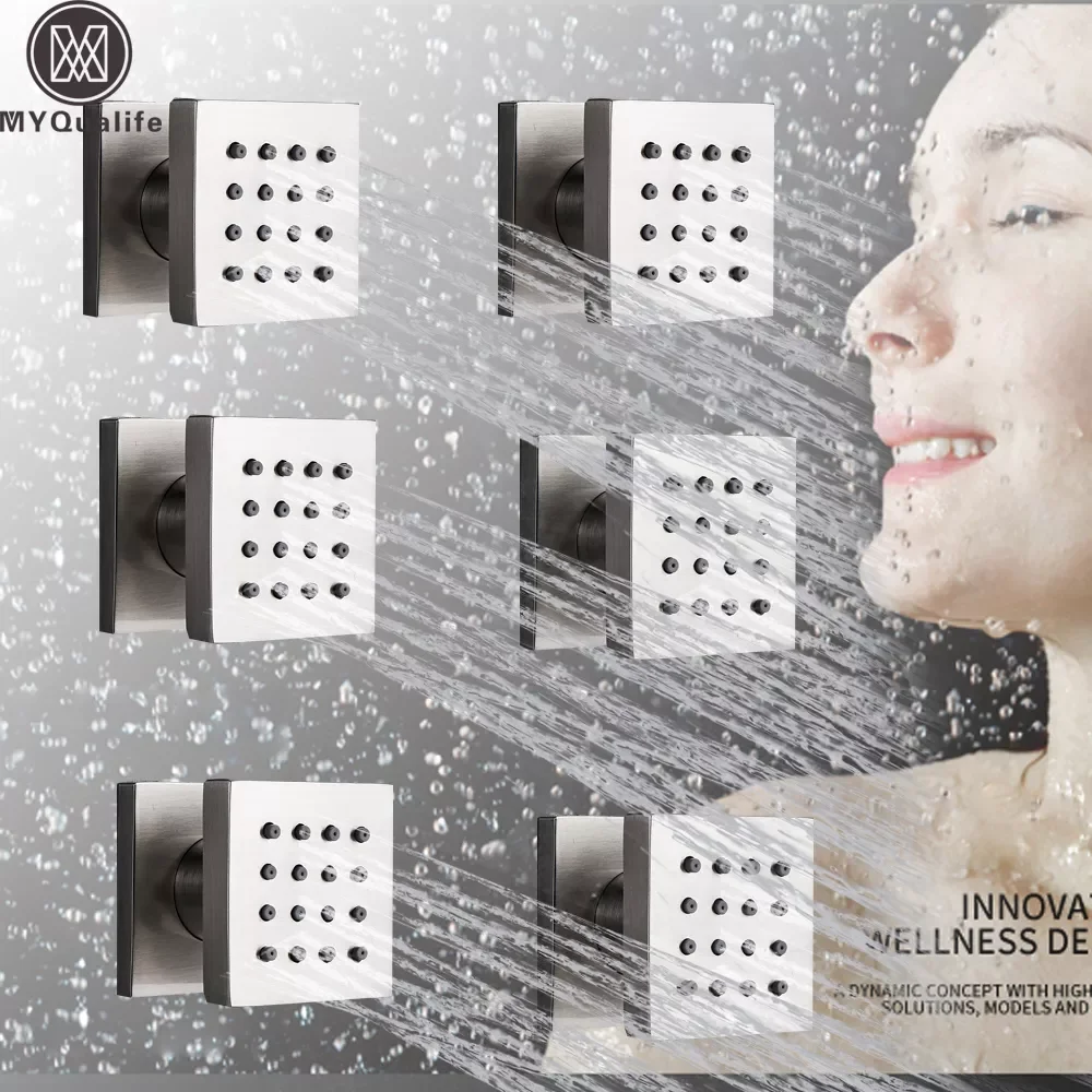 

6 Pieces Brass Shower Body Massage Jets Adjust Bathroom SPA Massage Sprayer Nozzle Rain Jet System for Shower Faucet Set