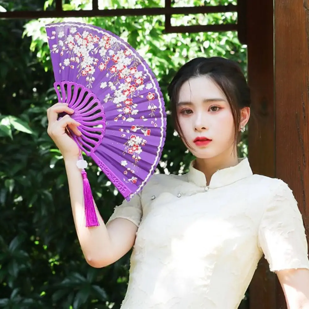 Портативный веер ручной работы с цветком сливы высококачественное золотое