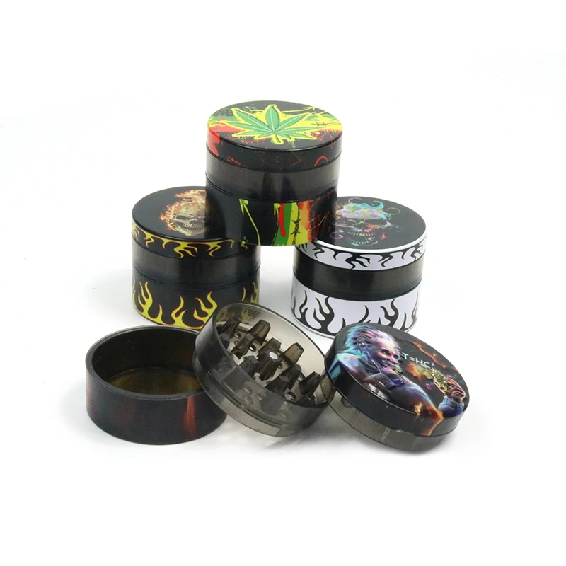 

3-layer graffiti-style tobacco grinder herb grinder spice mill zinc alloy smoking accessories with nano-coating surface.