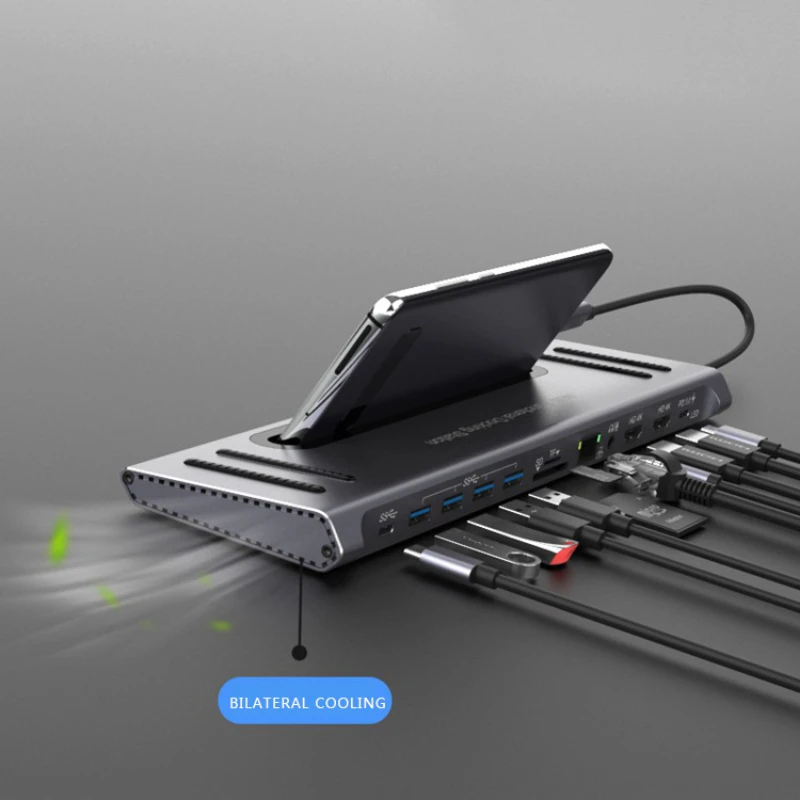 

Док-станция 4k hd.mi VGA pd100w usb c, док-станция с двумя мониторами RJ45 usbc, хаб для телефона, док-станция ethernet c 11/12 в 1