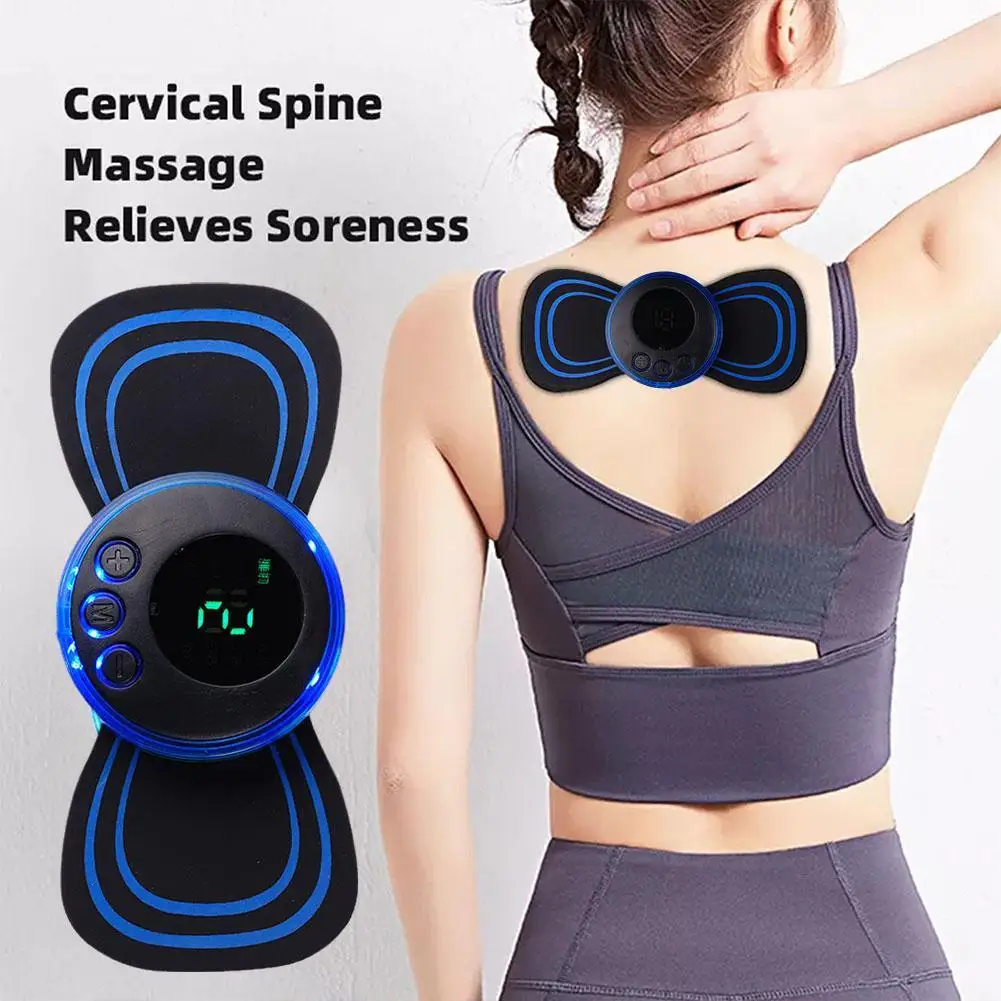 

EMS Mini Portable Electric Pulse Neck Massager Cervical Muscle Cushion Massage Back Shoulder Relax Relief Tool Pain Body Le R5V9