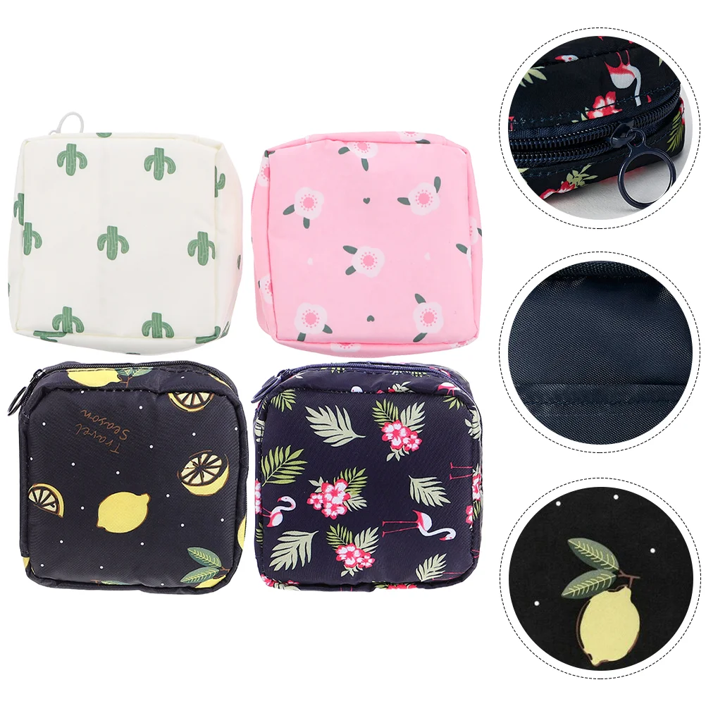 

4 Pcs Sanitary Napkin Storage Bag Girls Menstrual Pad Coin Wallet Large Capacity Bags Purses Period Container Portable Pouches