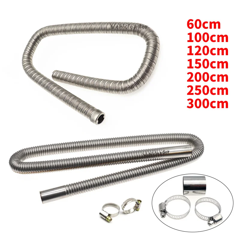 

60cm/100cm/120cm/150cm/200cm/250cm/300cm Car Air Diesel Parking Heater Stainless Steel Exhaust Pipe Hose Tube For Diesel Heater