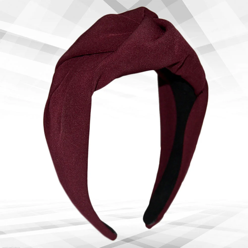 

Woman Fashion Hair Delicate Hair Band Creative Headband Cloth Wide Hair Simple Hair Accessory (Claret)