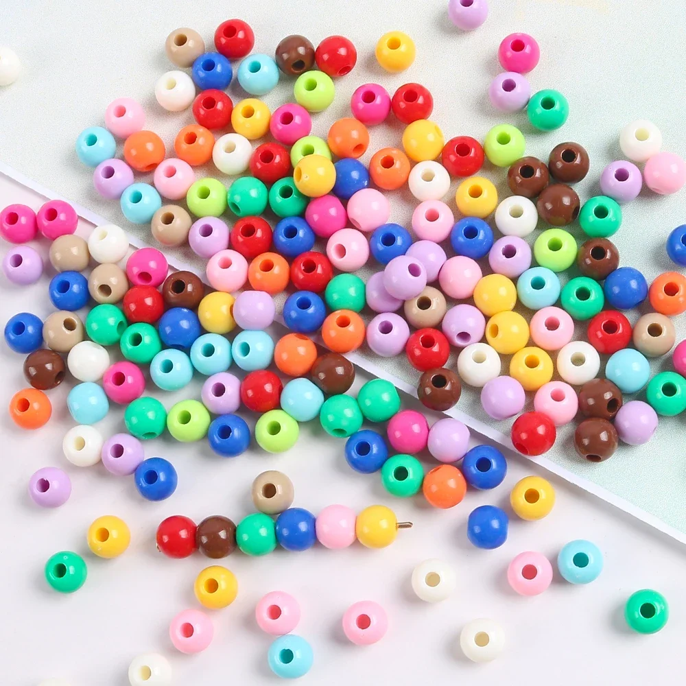 200 шт. цветные акриловые светящиеся бусины круглые свободные бусины-разделители