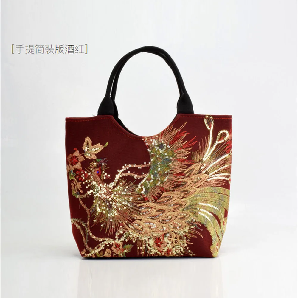New Ladies Shoulder Bags Literary Ethnic Embroidered Canvas Bag Peacock Embroidery Ladies One Shoulder Hand-held Diagonal Bag