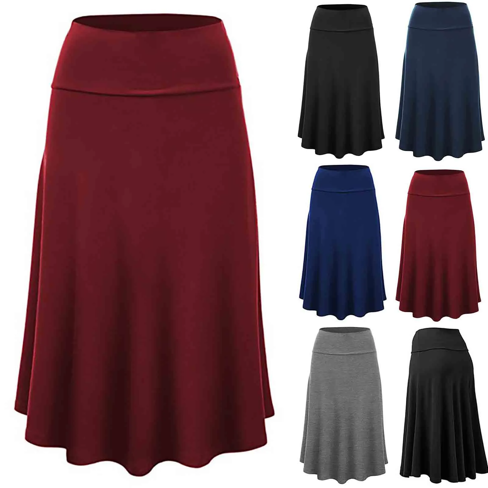 Юбка женская плиссированная однотонная модная эластичная средней длины с