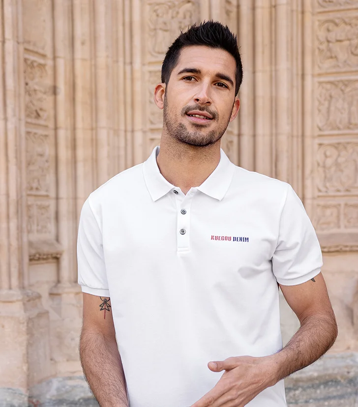 

W3084- American fashion Lapel t-shirt men's new back print men's short sleeves