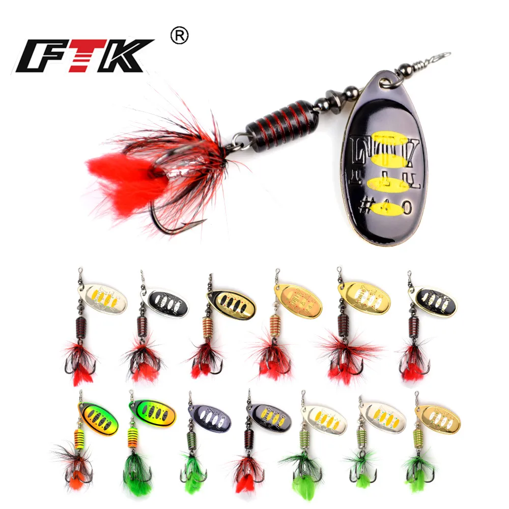 

FTK 1pc Colorful Bass fishing Spinner Swimbait 7.5g/12g/17.5g Hard Spoon Carp Fishing Lure Fishing Equipment For Pike Fishing