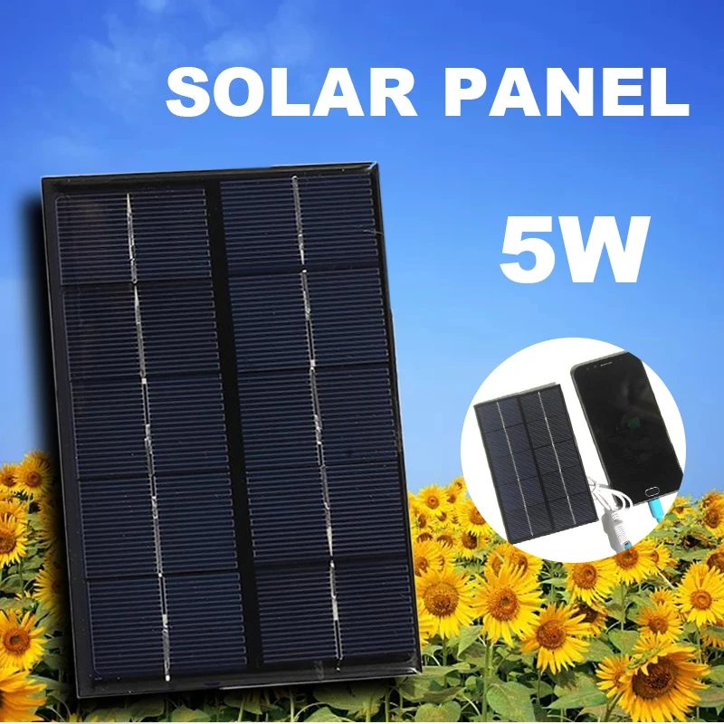 

5W Portable Solar Panel 5V USB for Cell Phone MP3 Baterry Hiking Camping Traveling Stable Solar System Safe Charger Outdoor