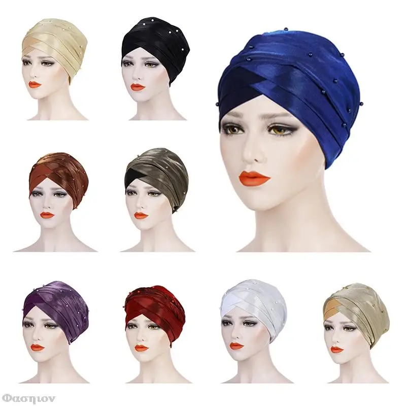 

Женская Складная Шляпа-тюрбан с искусственным жемчугом