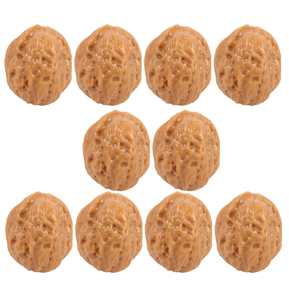 

10 Pcs Home Decorations Artificial Nuts Food Play Ornaments Decorative Walnut Model Pvc Lifelike Models