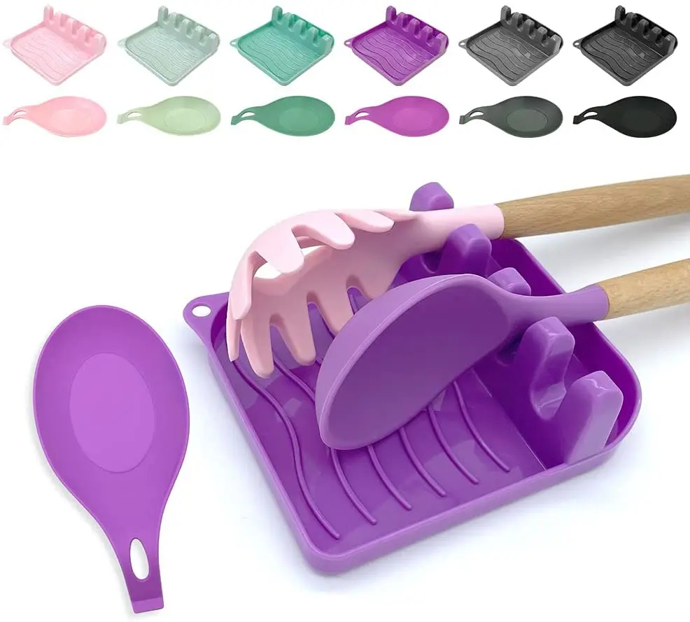 

2 PCS Multifunctional Soup Spoon Pad Pot Cover Bracket Non-slip Heat-resistant Suitable for Shovel Spoon Pliers Kitchen Gadgets