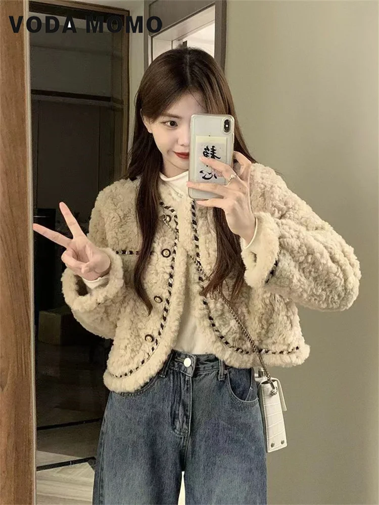 Зима 2024 новая базовая твидовая куртка женская одежда корейский стиль теплая с