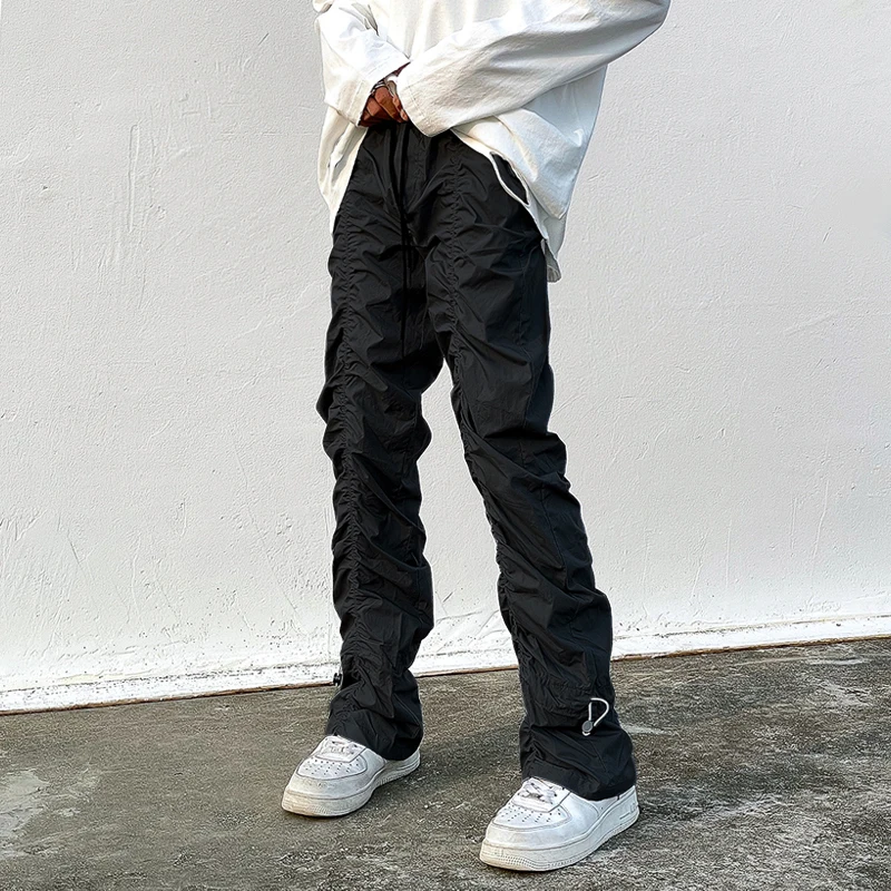 Sets With Pants Man Harajuku Punk Men's Streetwear Black Hip Hop Fashion Clothing Casual Tactical Trousers Y2k Goth Flared