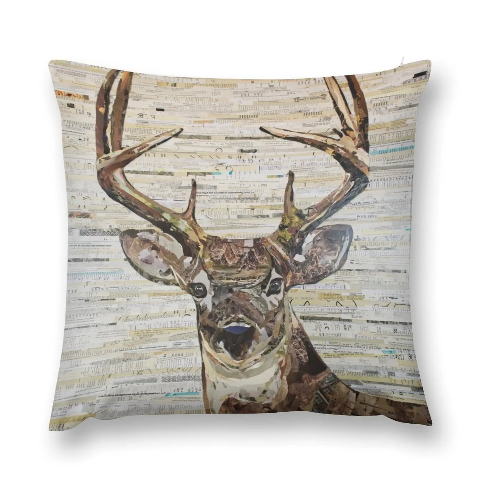 Коллаж Whitetail Deer /Buck от C.E. Белые декоративные подушки рождественские украшения 2025
