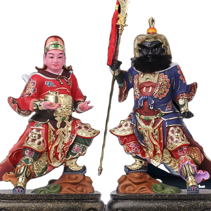 

Wood carving lacquer line carving Dunhuang Guanping Zhoucang statue home decoration