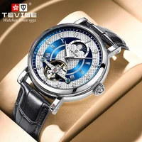 tevise tourbillon automatic watch for men luxury skeleton mechanical watches mens hollow luminous wristwatch relogio masculino