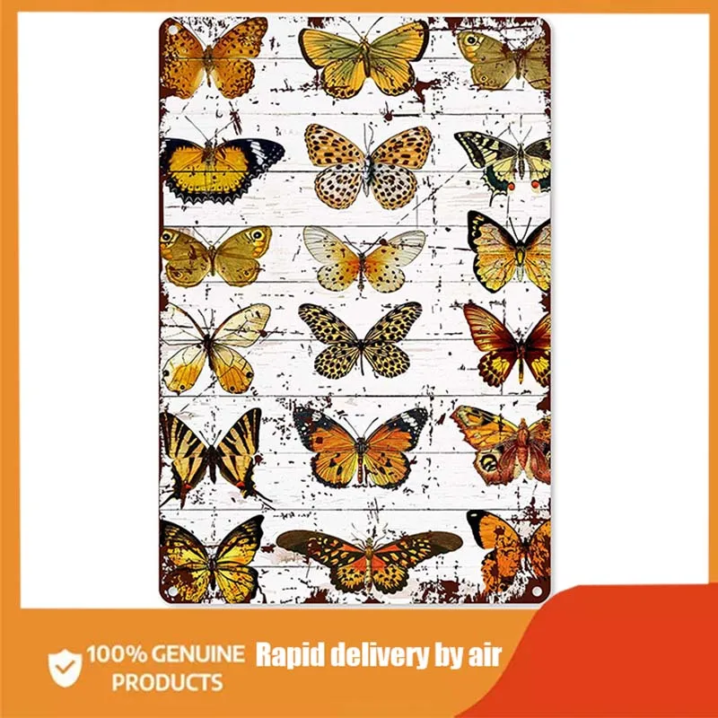 

Funny Butterflies Art Metal Tin Sign Wall Decor - Vintage Insects Butterflies Metal Tin Sign Retro Farmhouse Decor Gift