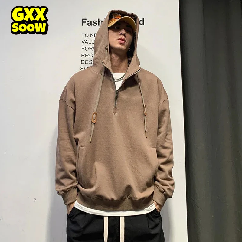 

Men's Hoodies Pullover Sweatshirts 2022 Spring Harajuku Hip Hop Loose Hoodie Mens Streetwear Solid Color Men Clothing WP080
