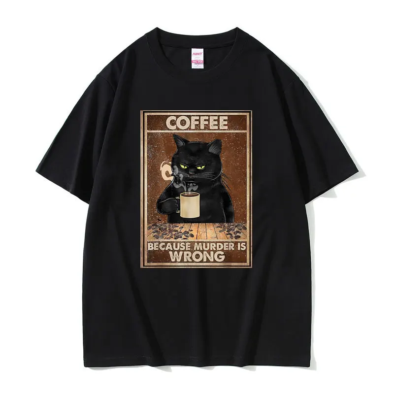 

Футболка Мужская/Женская хлопковая, забавная Повседневная рубашка в стиле аниме кофе, потому что убийца неправильная, с котом, напитком, кофе