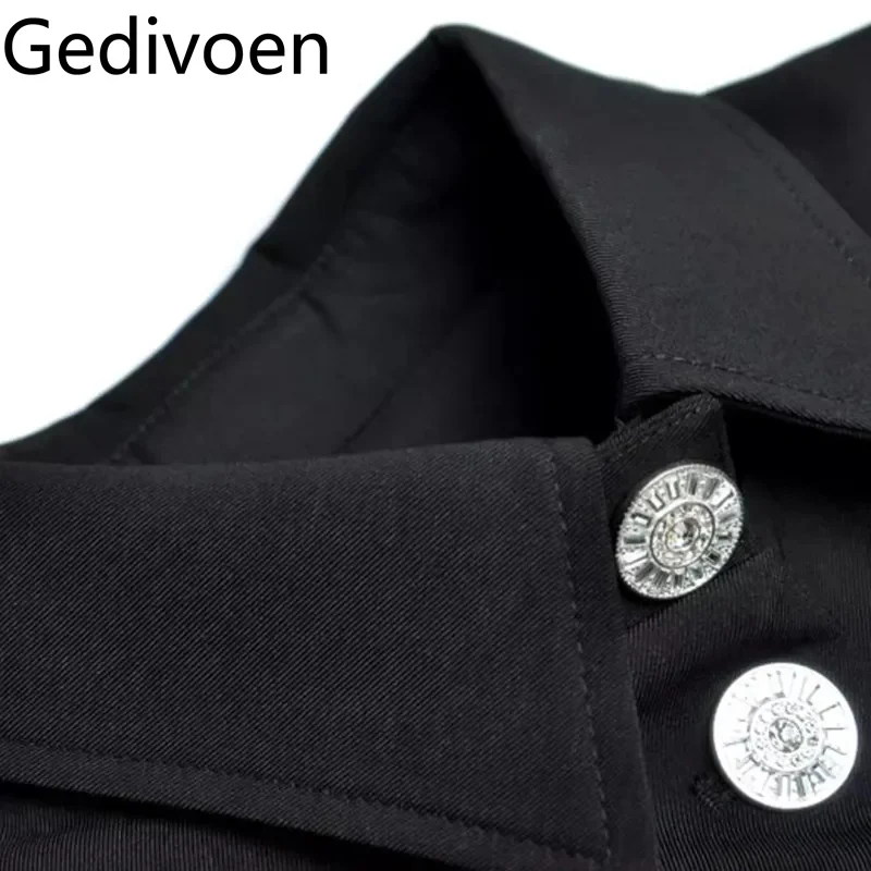 Gedivoen женский модный костюм с отложным воротником однобортное короткое пальто