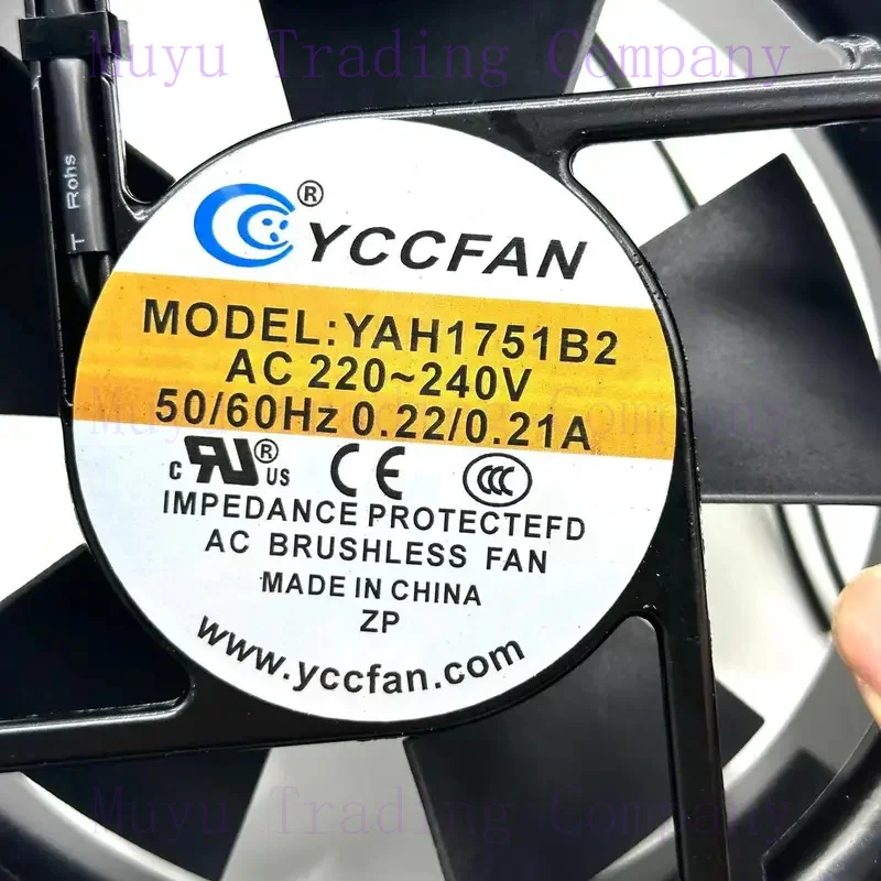 ДЛЯ YCCFAN YAH1751B2 AC 220 В 0 22 А 172x150x51 мм 2-проводной охлаждающий вентилятор для сервера