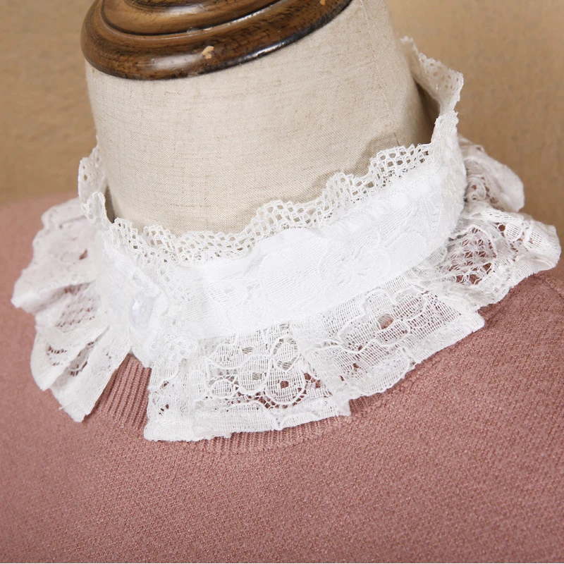 

Ladies Sweater Shirt Detachable Collars for Womens Girls Lace Stand Fake Collars White Adult Girls Blouse Tops Decorative