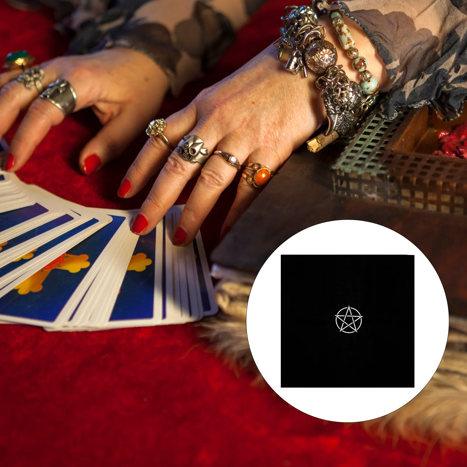 

Decoration Pentacle Unique Black Table Cloth Tarot Tablecloth Tarot Table Cover for Party Tarot Game Decoration