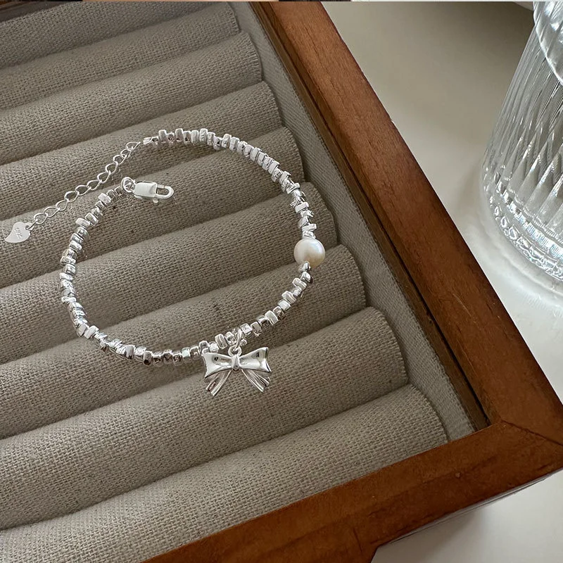 

Butterfly pearl bracelet s925 sterling silver natural minimalist ins design niche jewelry B6507