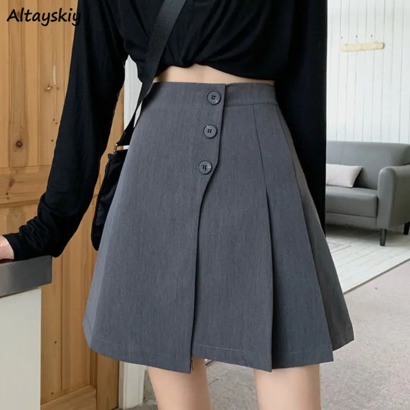 

Мини-юбка женская Плиссированная, асимметричная уличная одежда в стиле преппи для школьниц, простая Милая Повседневная модная Ins Ulzzang, на лето